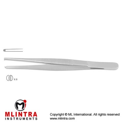 Fine Pattern Dissecting Forceps 1 x 2 Teeth Stainless Steel, 16 cm - 6 1/4"